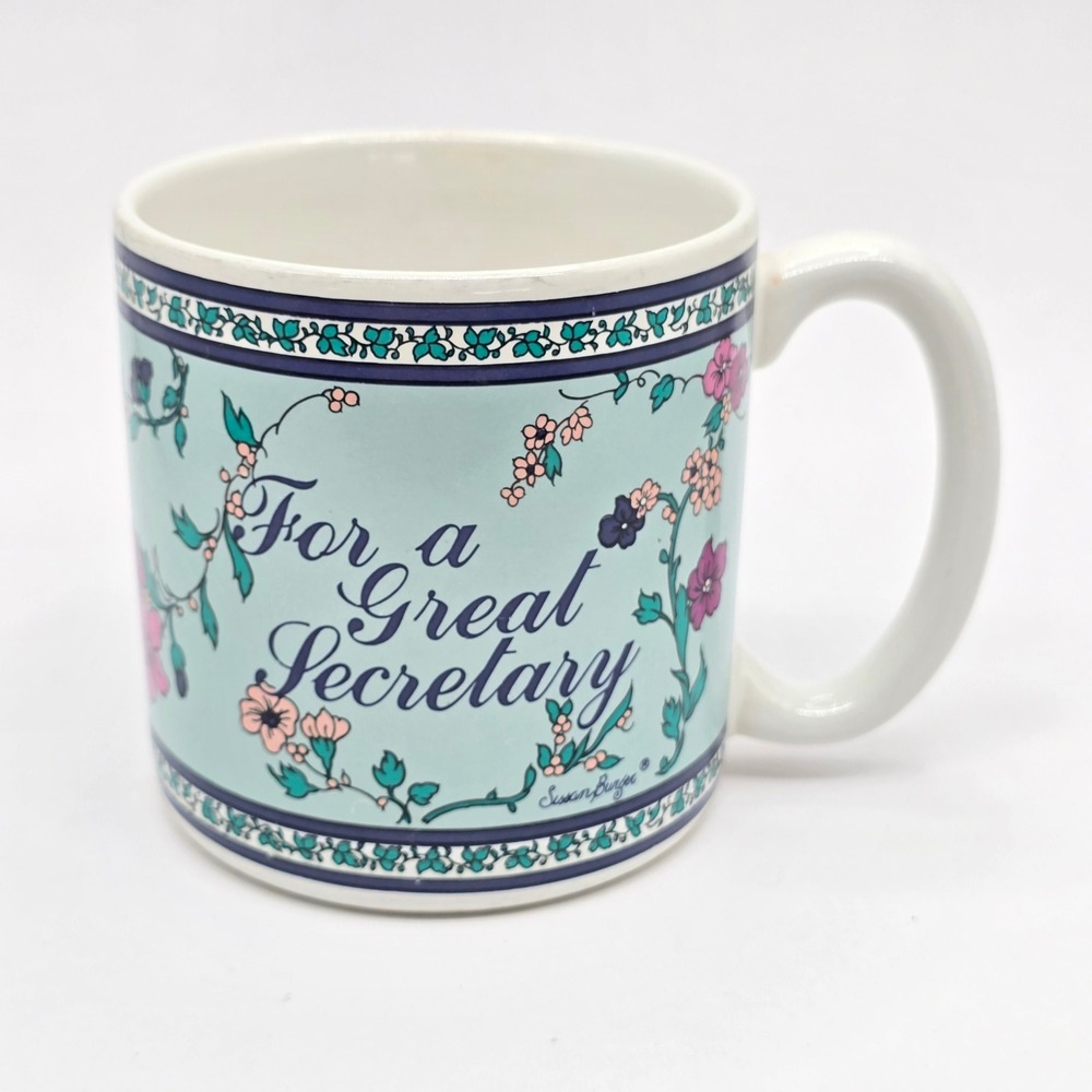 Vintage 1989 Susan Burger For a Great Secretary Floral Coffee Mug Grannycore